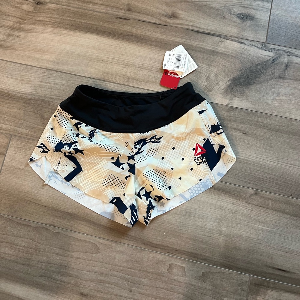 Reebok Women's Athletic Shorts Black/Tan Camo Print *matching sports bra listed*